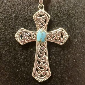 Phyonio Women's Turquoise Cross Pendant Necklace